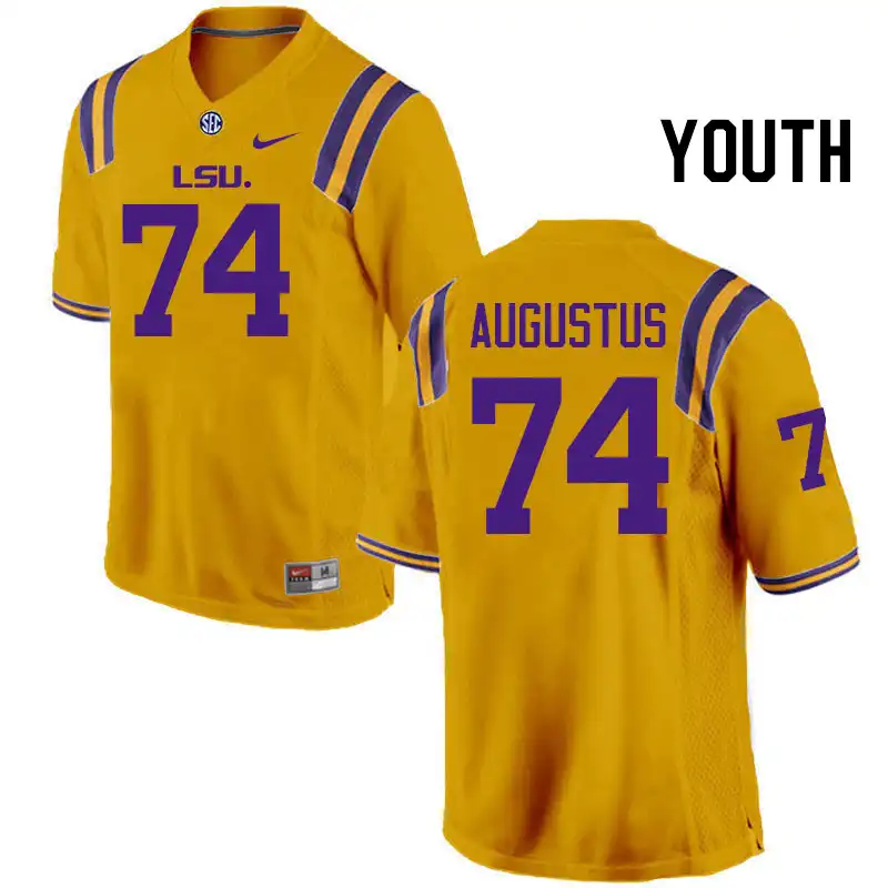 Youth LSU Tigers Braden Augustus #74 Gold NCAA Football Jersey